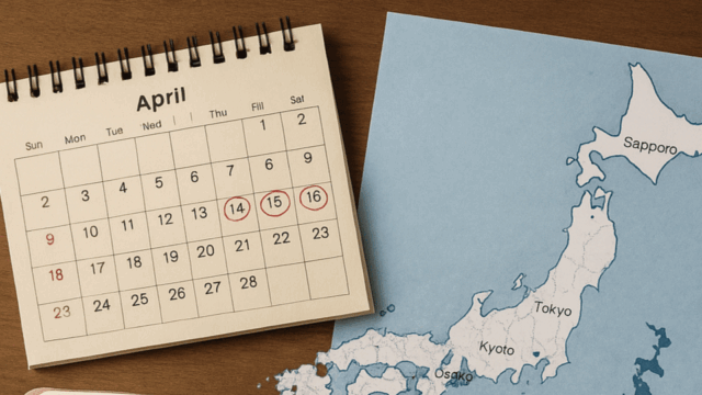 10-day Japan travel itinerary planning with a notebook showing Tokyo, Hakone, Kyoto, Nara, and Osaka, next to a Japan map and train app on a smartphone